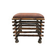 French Bamboo Bench with Leather Seat 19305