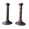 A Pair of English Wood Faux Bamboo Candlesticks 78086