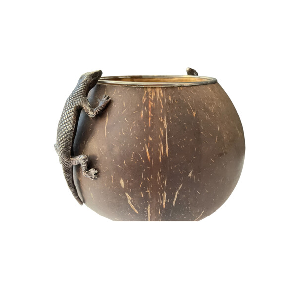 Coconut Gourd with two Silver Lizards 77972