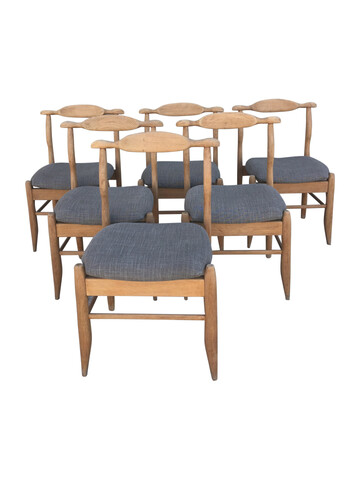 Set of (6) Guillerme & Chambron Cerused Oak Dining Chairs 66726