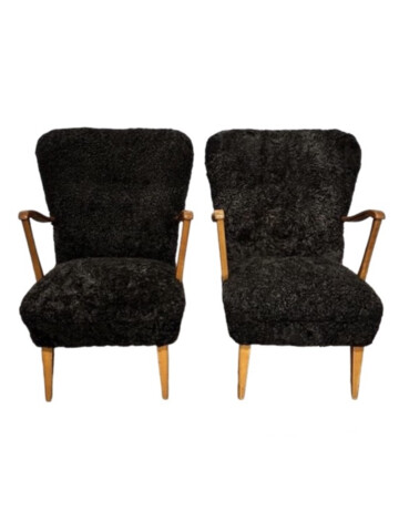 Pair of Swedish 1930's Shearling Armchairs 64532