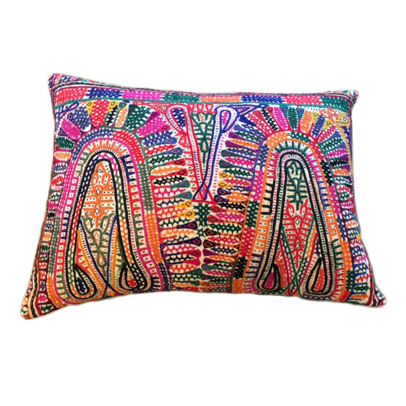 Vintage Moroccan Embroidery Textile Pillow 24094