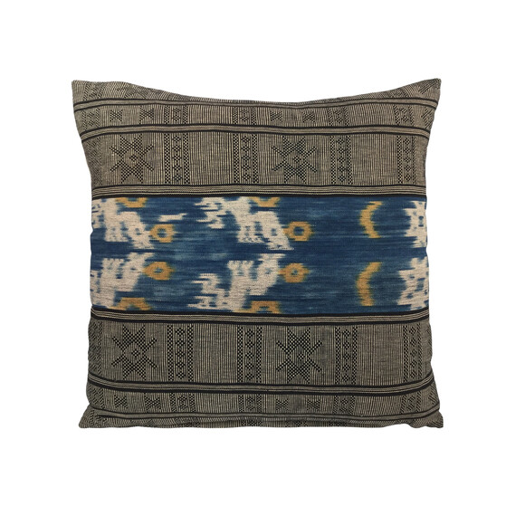 Vintage Indonesian Indigo Ikat Textile Pillow 19977