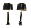 Pair of French Neo Classic Black and Brass Table Lamps 12480