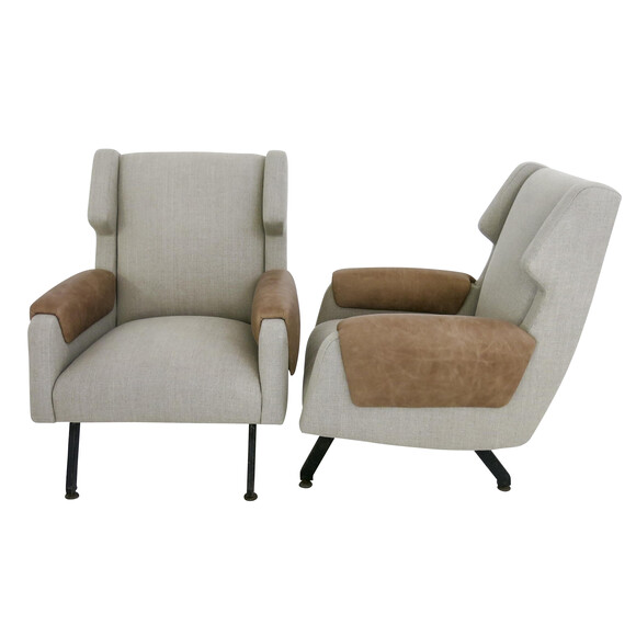 Pair Mid Century Italian Arm Chairs 12473