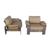 Pair Leather and Bent Wood Arm Chairs 24067