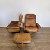 Pair of DeSede  Swivel Leather Chairs and Ottoman 74540