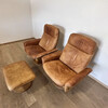 Pair of DeSede  Swivel Leather Chairs and Ottoman 74540