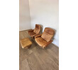 Pair of DeSede  Swivel Leather Chairs and Ottoman 74540