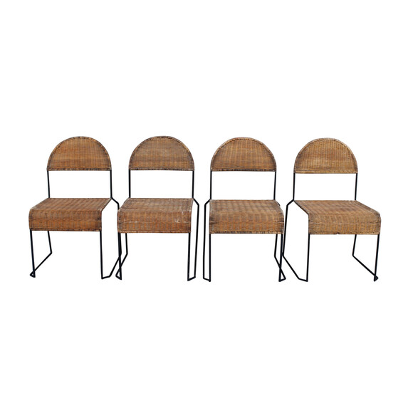 Set of (4) French Rattan Chairs 21532