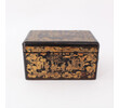 English Chinoiserie Black Lacquer & Gilt Decorated Box 58964