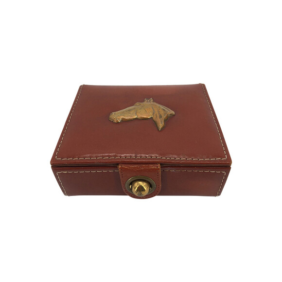 Mid Century Leather Box with Horse Head 33522