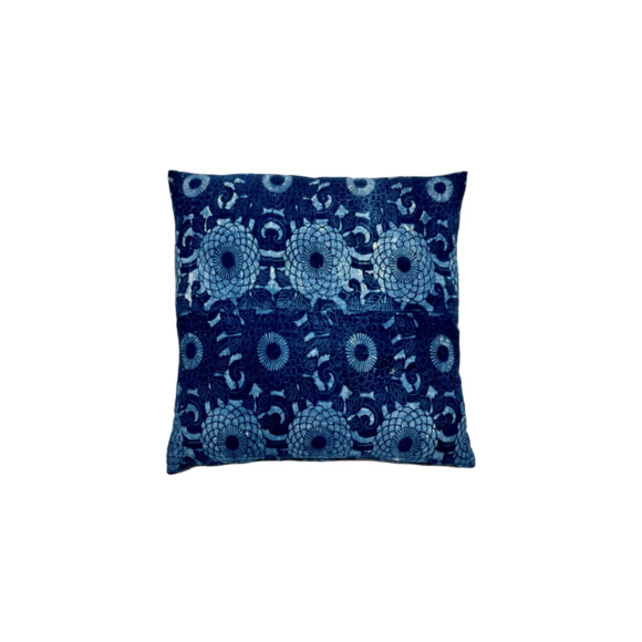 Antique Japanese Indigo Floral Textile Pillow 57888
