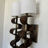 Pair of Lucca Studio Currier Sconces in Bronze and Leather 73616