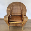 French Rattan Arm Chair with Leather Seat Cushion 64125