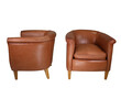Pair Danish Leather Club Chairs 21363