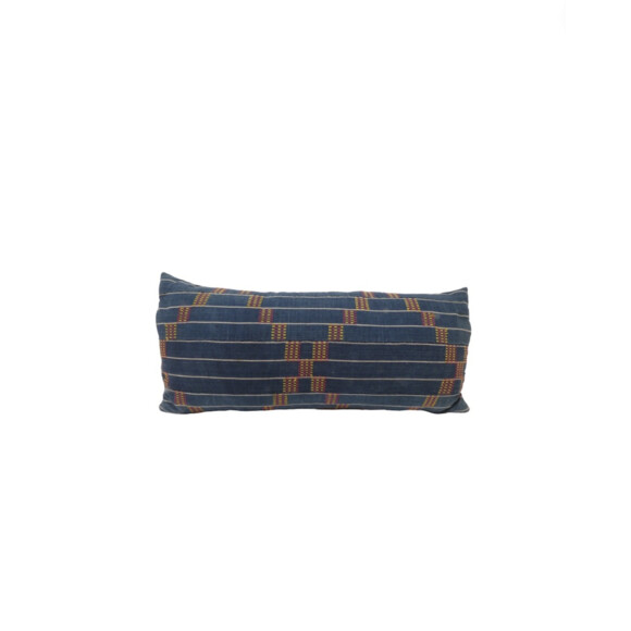 19th Century African Indigo and Embroidered Textile Pillow 71393