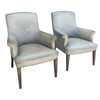 Pair of English Grey Leather Arm Chairs 65401