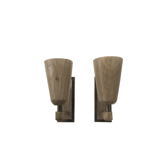 Lucca Studio Rowan Walnut and Bronze Sconces 68925