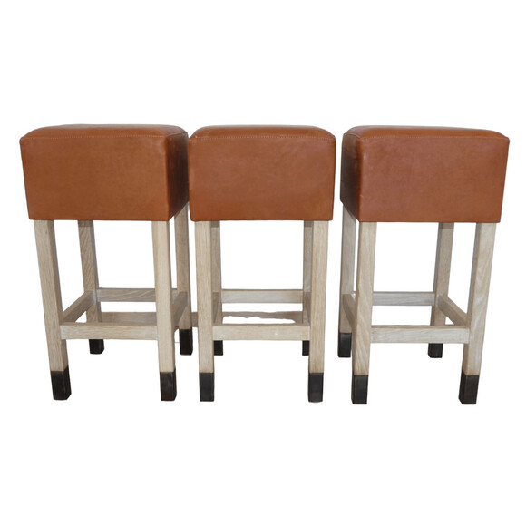 Lucca Studio Set of (3) Percy Saddle
Leather and Oak Stools 65050