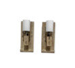 Pair of Solid Oak and Bronze Sconces 65167