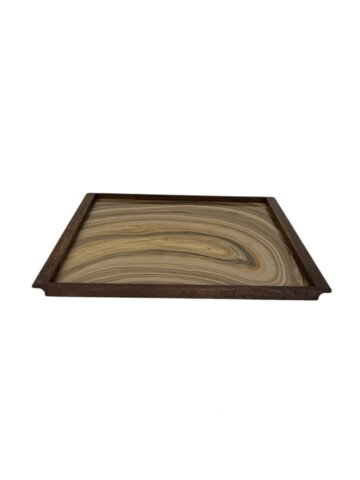 Limited Edition Walnut Tray with Vintage Italian Marbleized Paper 78213