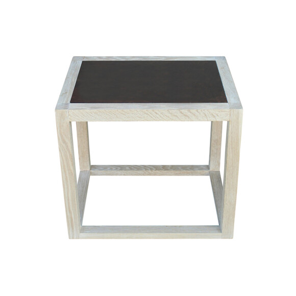 Lucca Limited Edition Oak and Parchment Top Side Table 30247