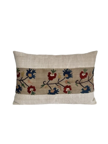 18th Century Embroidery Silk and Linen Turkish Textile Pillow 67865