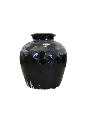Antique Central Asian Black Glazed Pottery Vessel 65223