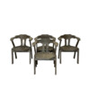 Set of (4) Belgian Mid Century Oak Dining Arm Chairs 74619