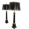 Pair of French Neo Classic Black and Brass Table Lamps 12480