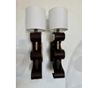 Pair of Lucca Studio Currier Sconces in Bronze and Leather 74876