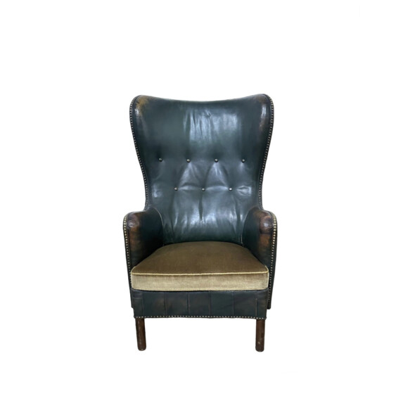 Single 1930's Danish Leather Arm Chair 74205