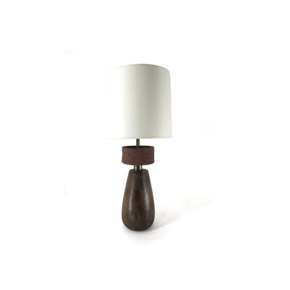 Unique Vintage Wood and Ceramic Lamp 58034