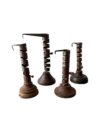 Collection of (4) 19th Century Iron Candle Holders 67657