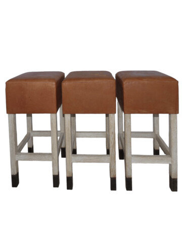 Lucca Studio Set of (3) Percy Saddle
Leather and Oak Stools 62354