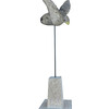 Belgian Cement Bird Mounted on Oak Wood Stand 31515