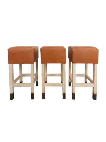 Lucca Studio Set of (3) Percy Saddle
Leather and Oak Stools 55386