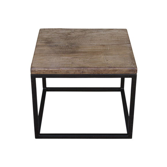 Limited Edition Walnut and Iron Cube Side Table 25810