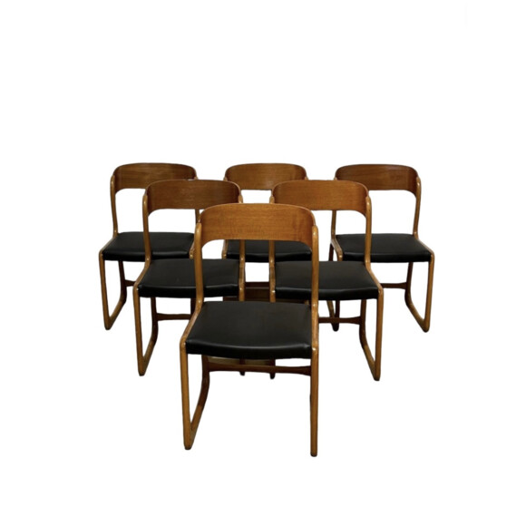 Set of (6) Mid-Century French Baumann Dining Chairs 73043