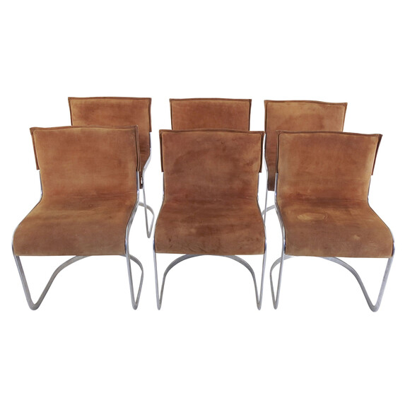  Set of (6) Italian Suede Dining Chairs  11077