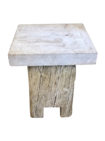 18th Century Wood Side Table with Limestone top 58753