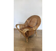 French Rattan Arm Chair with Leather Seat Cushion 64125