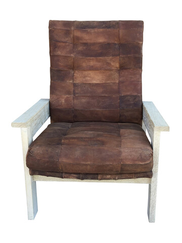 Limited Edition Single Oak and Vintage Leather Chair 66418