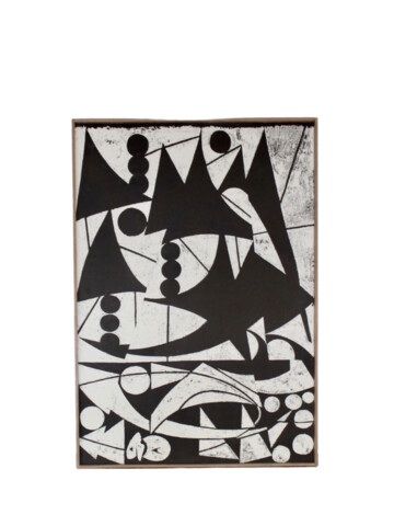Listed Artist Modernist Black and White Screen Print 56891