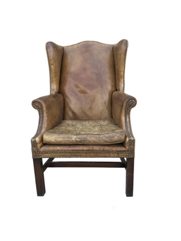 English Leather Wing Back Arm Chair 59993