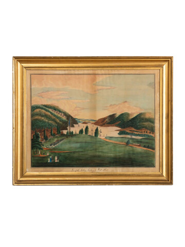 Rare 19th Century Hudson River School Watercolor Painting of West Point 64780