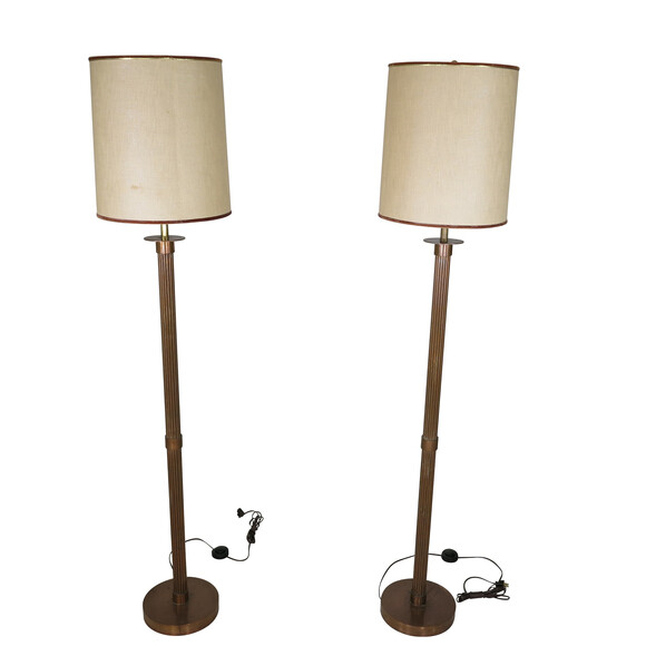 Pair Neoclassical Copper Floor Lamps 19240