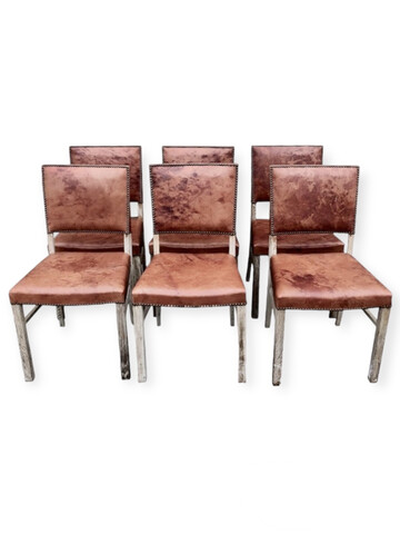Set of (6) Danish Leather Dining Chairs 66532