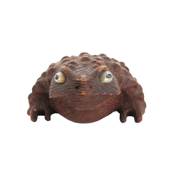 Meiji Period Carved Wood Frog 59146